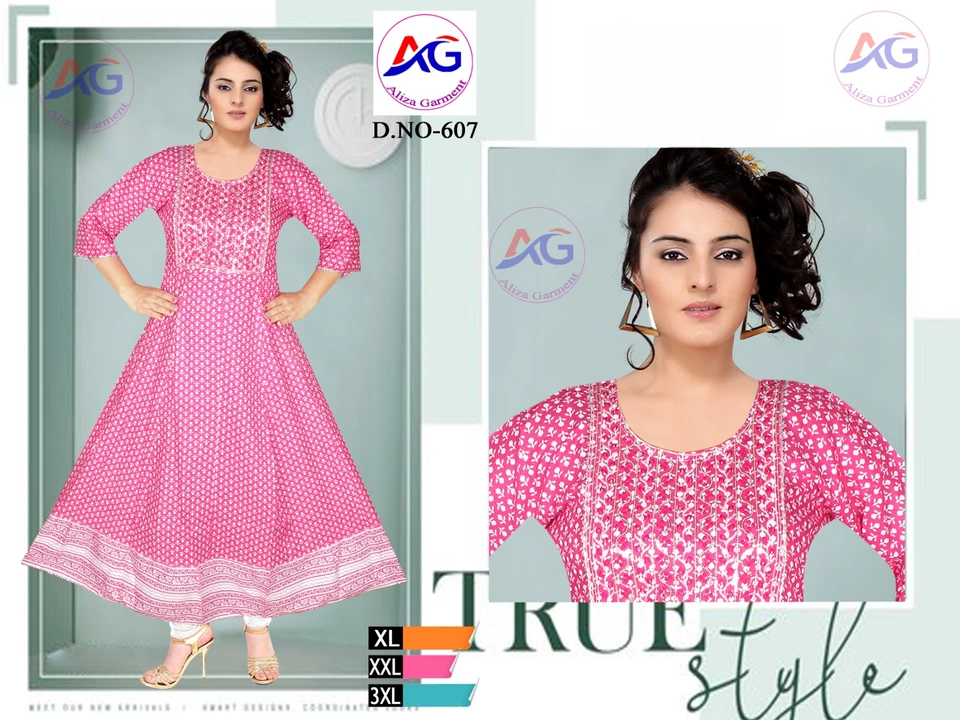 Jaipuri Riyon fabric  long kurti one piece  uploaded by Aliza Garment on 10/5/2023