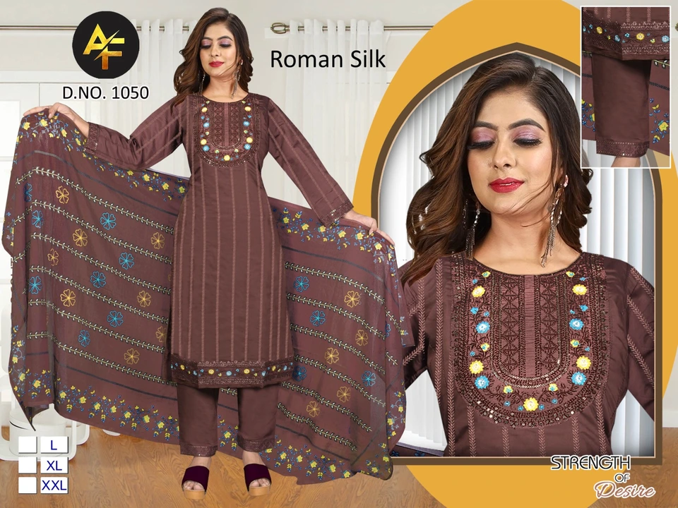 Roman silk kurti with pant and dupatta  uploaded by ARSHIYA FASHION on 10/5/2023