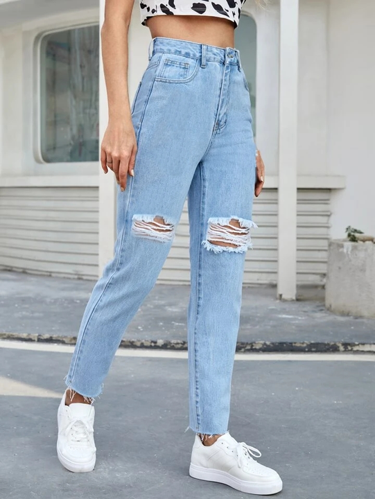 Knee cut Mom Fit jeans uploaded by Shoppingfactory on 10/5/2023