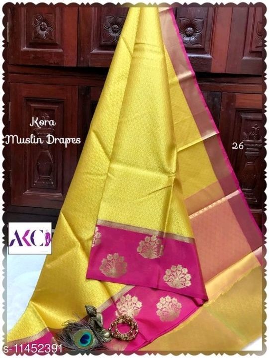 Post image Trendy Refined Sarees

Saree Fabric: Kora Muslin
Blouse: Running Blouse
Blouse Fabric: Kora Muslin
Pattern: Woven Design
Blouse Pattern: Jacquard
Multipack: Single
Sizes: 
Free Size (Saree Length Size: 5.5 m, Blouse Length Size: 0.9 m) 

Dispatch: 2-3 Days
Price ₹1050/-
Cash on delivery
Shipping free