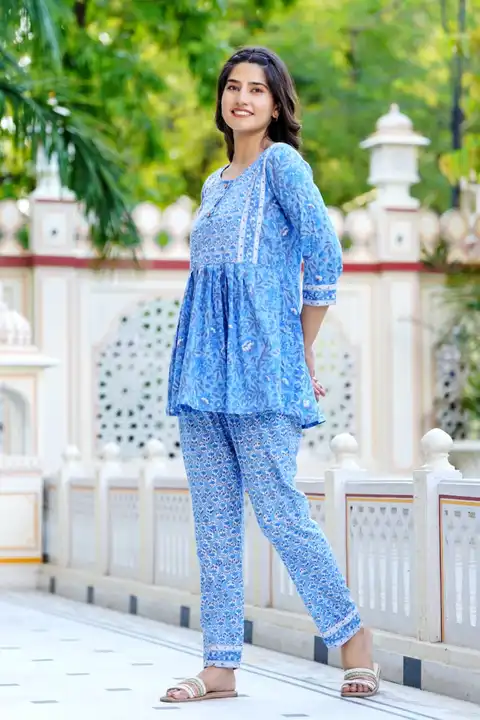 *Traditional Authentic Hand Block Printed Pure Organic Cotton Designer Night Suit Set.*

 uploaded by Bagru print shuit, saree, dresses manufacturers on 10/6/2023