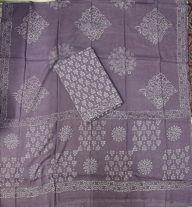 Hand Block Dabu Discharge Printed Unstitched Dress Material Suits Pure Cotton Suit Cotton Dupatta  uploaded by business on 10/6/2023