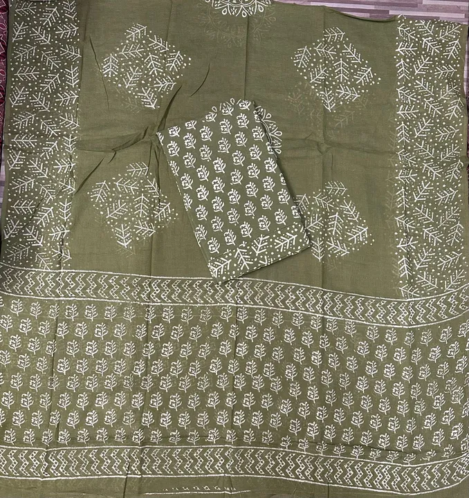 Hand Block Dabu Discharge Printed Unstitched Dress Material Suits Pure Cotton Suit Cotton Dupatta  uploaded by UNIQUE COLLECTION on 10/6/2023