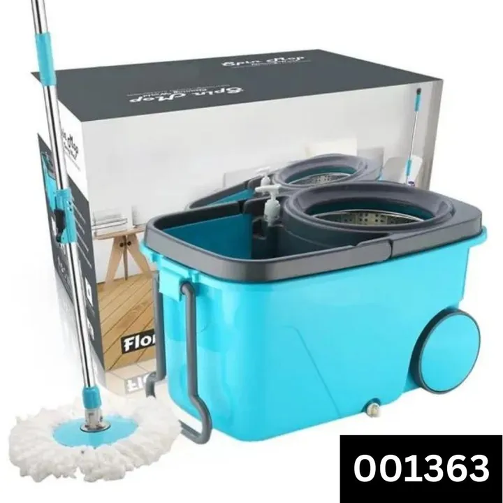 Heavy duty microfiber spin mop with plastic bucket multicolour mop set with cash on delivery availab uploaded by business on 10/6/2023