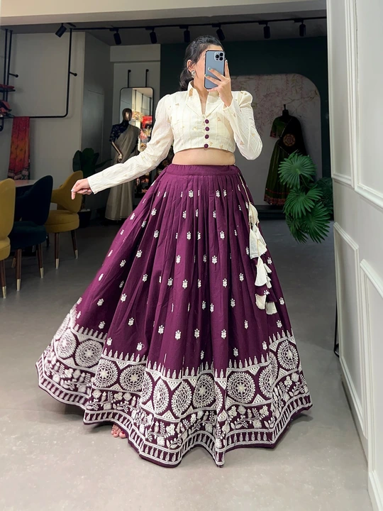 *🌷Co-ord set🌷*

Steal the spotlight by adoring this wine lehenga in *pure cotton* material embelli uploaded by BOKADIYA TEXOFIN on 10/6/2023