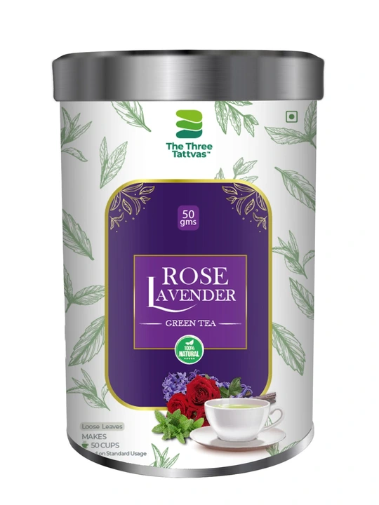 The Three Tattvas Rose Lavender Green Tea 50Gms uploaded by Sri fortune Global on 10/6/2023