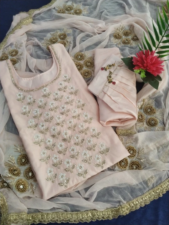 Hand work embroidered partywear kurti set uploaded by A.S Collections on 10/6/2023
