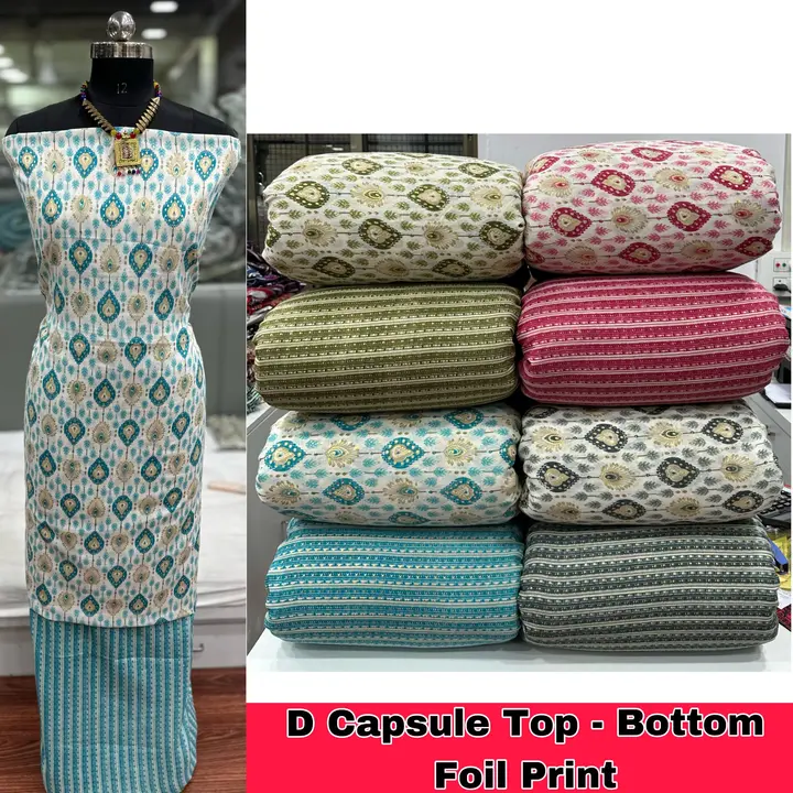 D Capsule Top Foil Print Bottom Foil Print uploaded by Surat Fashion Fabrics Hub on 10/6/2023