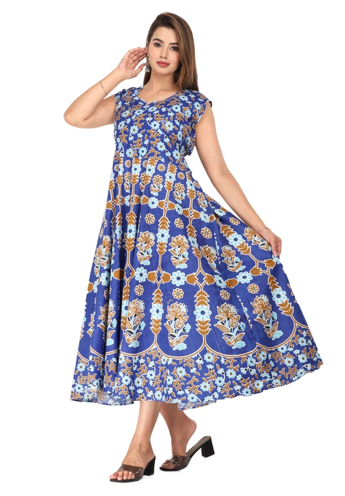 RV Fashion World Women's Blue Cotton Woven Midi Dress uploaded by business on 10/7/2023