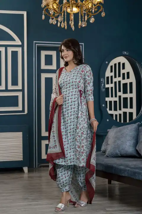 Pure 60 Gram Georgette With Floral Afghani Kurti uploaded by business on 10/7/2023