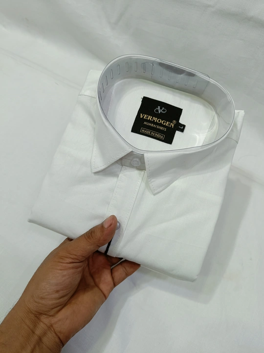 White cotton plain shirt uploaded by MUMBAI SHIRTS  on 10/7/2023