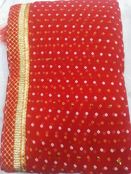 Red bandhani saree  uploaded by Khuash Saree on 10/7/2023