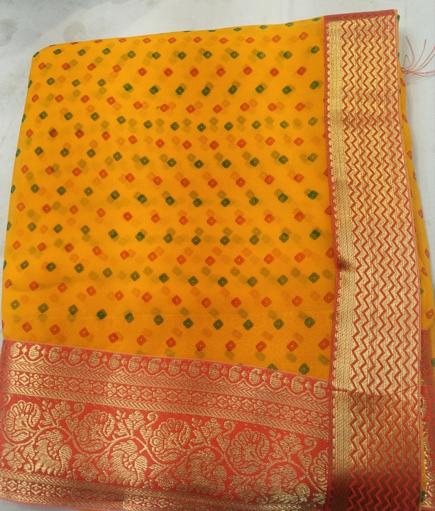 Yellow bandhani saree  uploaded by business on 10/7/2023