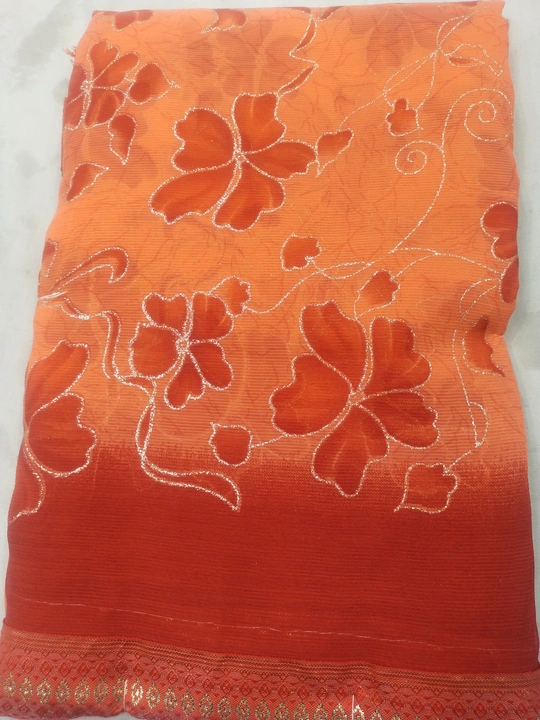 Post image Beautiful aboli and red colour saree with flowers design 
No exchange
No return