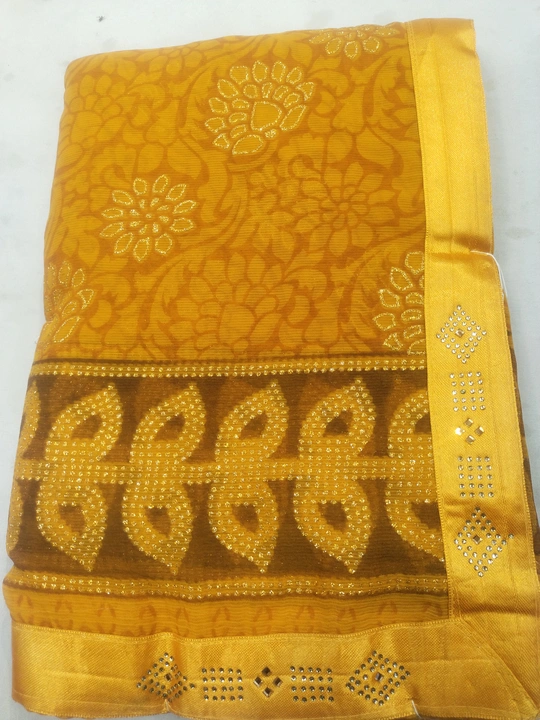 Bright yellow beautiful saree  uploaded by Khuash Saree on 10/7/2023