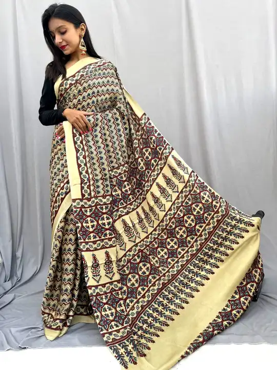 Ajrakh block print saree  uploaded by business on 10/7/2023