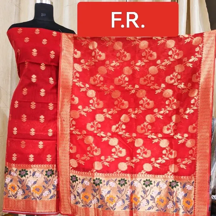 Banarsi cotton suit heavy stol  uploaded by F.R.Saree & Com. on 10/7/2023