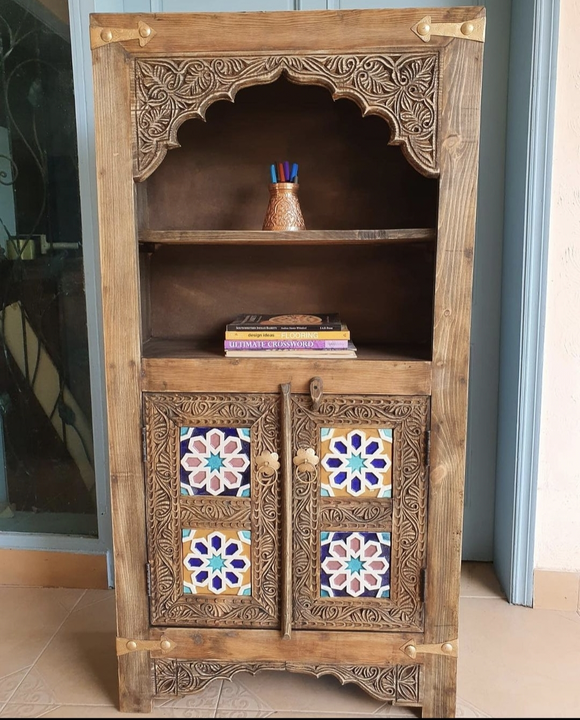 A. beautiful hand carved wooden tile inlay corner rack size 30×12×60   uploaded by business on 10/8/2023
