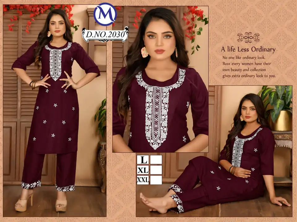 Embroidery Hand Thread work Kurti with Pant uploaded by business on 10/8/2023