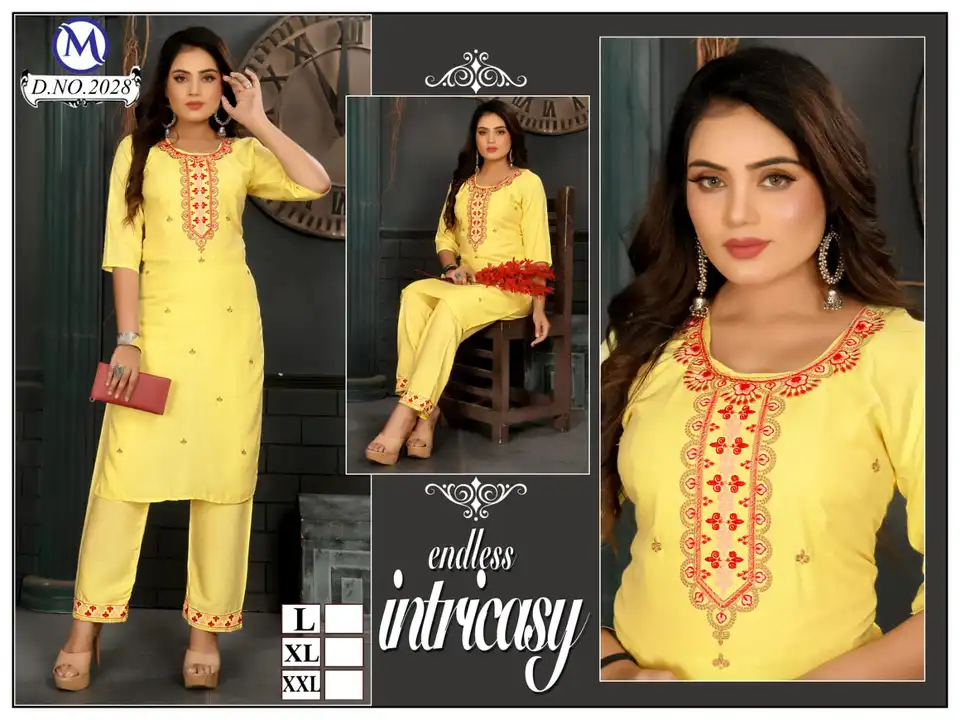 Embroidery Hand Thread Work Kurti with Pant uploaded by RJ Creation on 10/8/2023