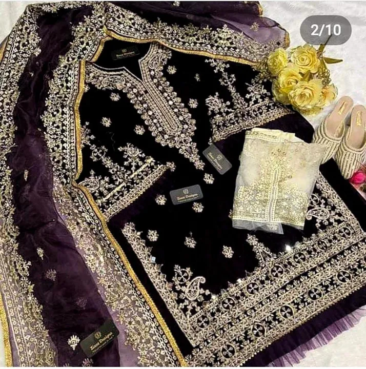 Velvet Winter Suit Material Garam Kapda uploaded by Zuberiya Global on 10/8/2023