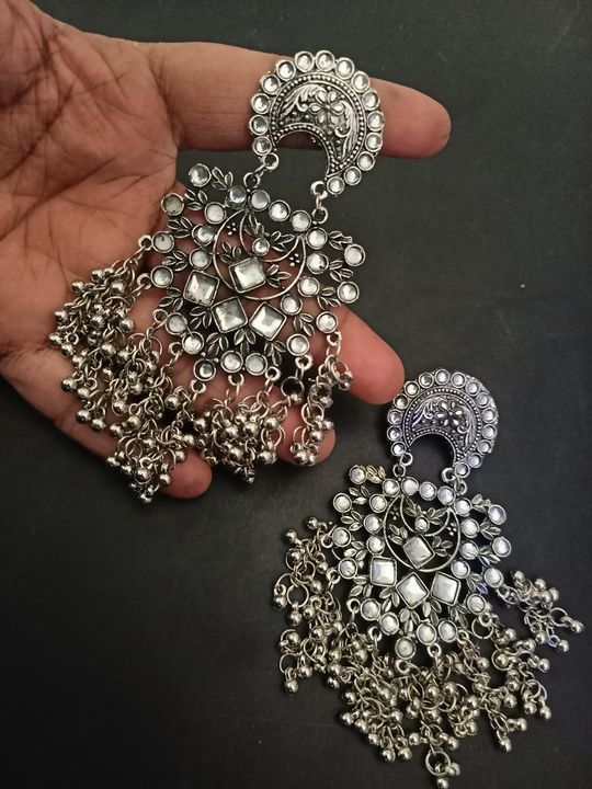 silver big size earrings uploaded by business on 3/22/2021