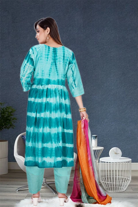 Exclusive Designer women's kurta set with dupatta in Chanderi Silk Tai dai  uploaded by Utsav Kurti House on 10/9/2023
