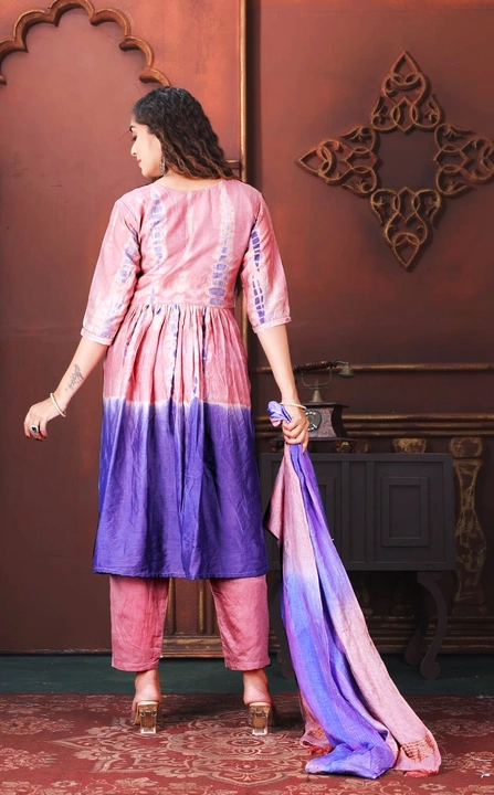 Exclusive Designer women's NAYRA cut kurta set with dupatta in Chanderi Silk Tai dai heavy qawality  uploaded by Utsav Kurti House on 10/9/2023