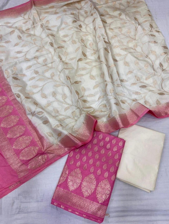 pure kataan banarasi silk 2 colour contrast suit uploaded by shaeen fabrics on 10/9/2023