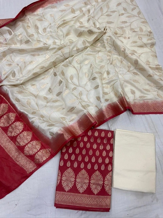 pure kataan banarasi silk 2 colour contrast suit uploaded by shaeen fabrics on 10/9/2023