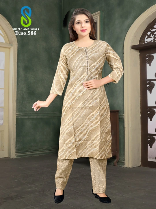 Reyon kurti paint with hand work uploaded by business on 10/9/2023