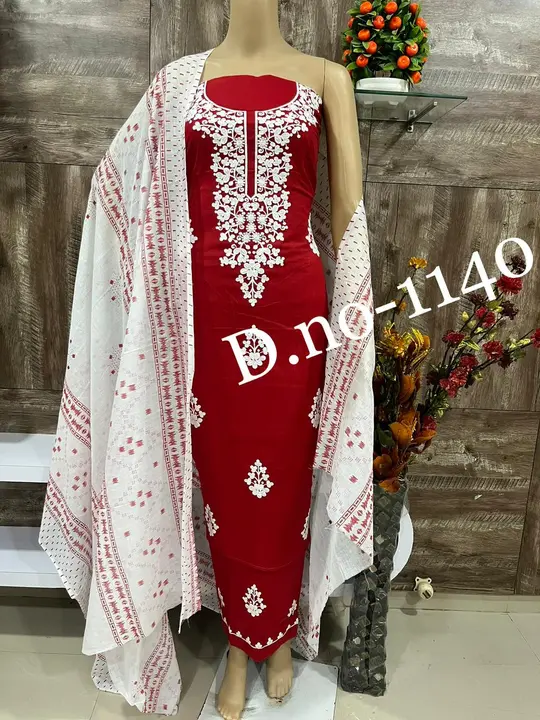 Latest Designer Red Cherry Pure Cotton Suit and Dress Material  uploaded by Zuberiya Global on 10/9/2023