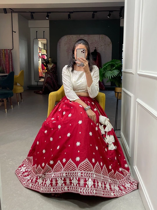 *🌷Co-ord set🌷*

Steal the spotlight by adoring this wine lehenga in *pure cotton* material embelli uploaded by BOKADIYA TEXOFIN on 10/9/2023