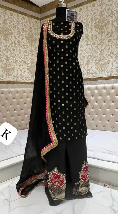  

Finest quality 
Sona chandi 
Organza base shirt
      WITH
HANDWORK EMBROIDRY  uploaded by Dope Shop on 10/9/2023