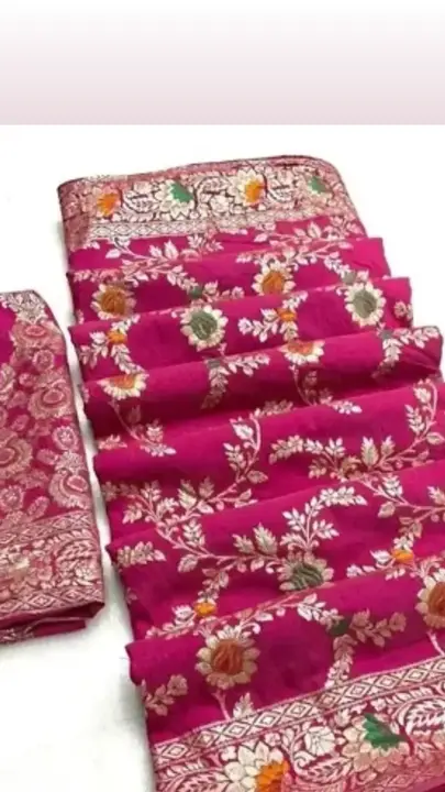 Chanderi Cotton Jacquard Zari Weaving Sarees with Blouse Piece

 Fabric:  Chanderi Cotton

 Type:  S uploaded by business on 10/9/2023