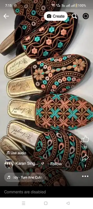 Fancy Black Flats Ballerina for ladies in Golden embroidery work for party wear use woman bellies sh uploaded by business on 10/9/2023
