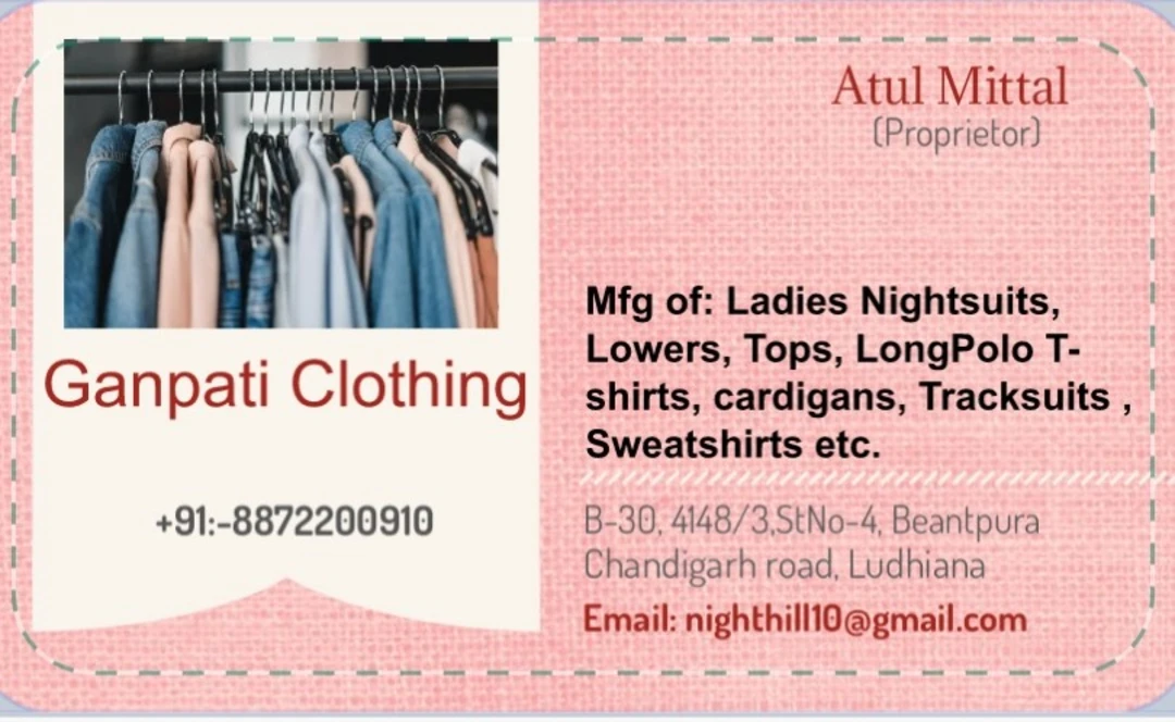 Visiting card store images of Ganpati Clothing