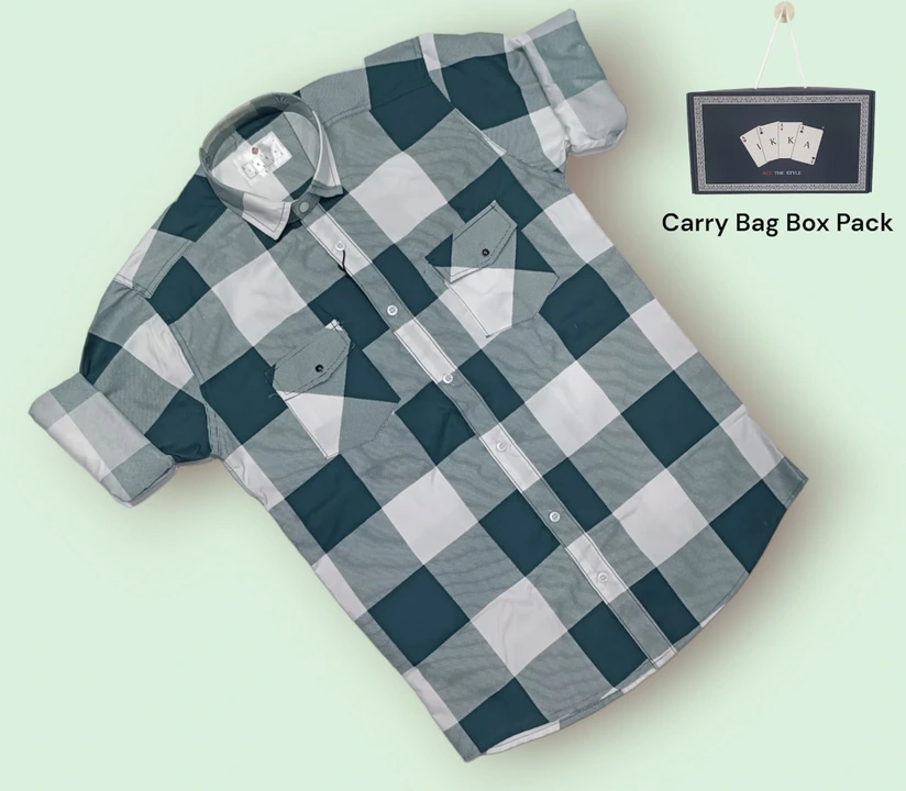 ♦️♣️1KKA♥️♠️ EXCLUSIVE COTTON MIX CHECKERED BOX PACKING SHIRTS FOR MEN uploaded by Kushal Jeans, Indore on 10/10/2023