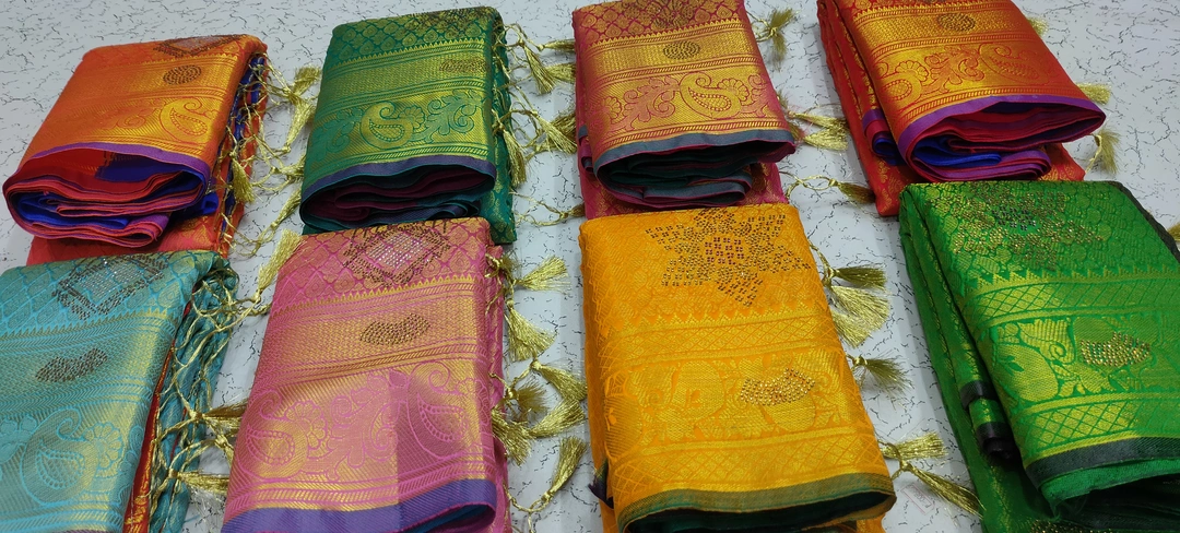 Garidhar saree with sirosky stone work and Jhaler uploaded by business on 10/10/2023
