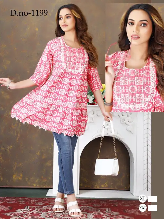 Short Top Tunic Western Reyon Printed  uploaded by Fashion World  on 10/10/2023