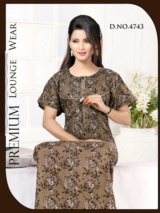 Pure Cotton Printed Nighty Gown Fancy Diginer Nighty Collection  uploaded by business on 10/10/2023