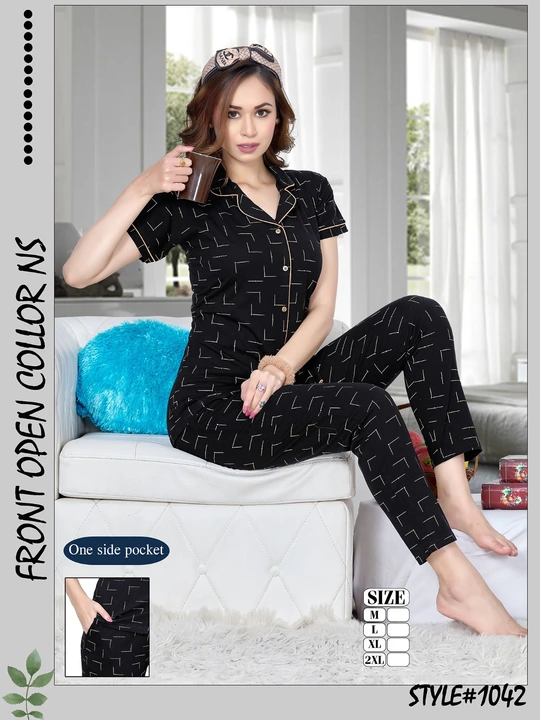 Front Open Night Suit Cotton Hosiery  uploaded by Fashion World  on 10/10/2023