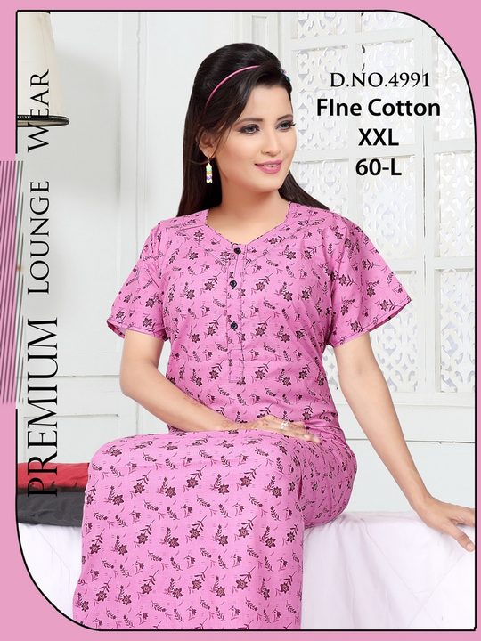 Cotton Printed Nighty Gown 60 Length  uploaded by Fashion World  on 10/10/2023