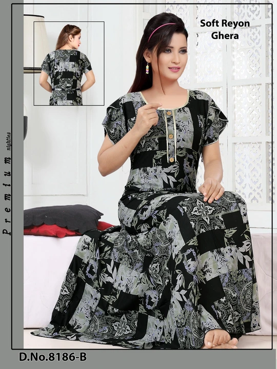 Reyon Printed Umbrella Nighty Gown  uploaded by business on 10/10/2023