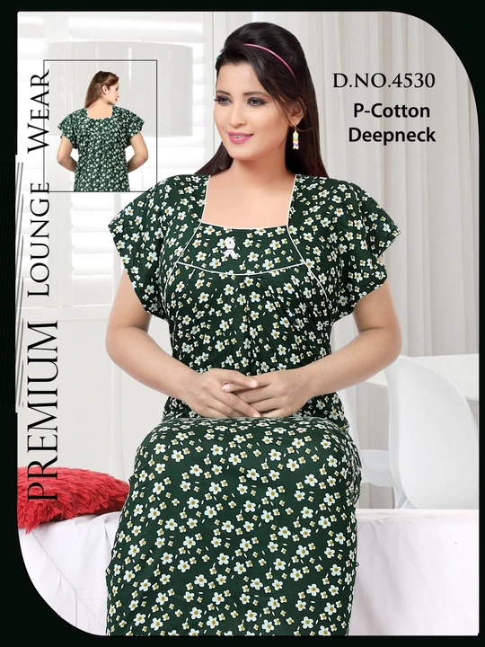 Pure Cotton Printed Deepneck Nighty  uploaded by Fashion World  on 10/10/2023