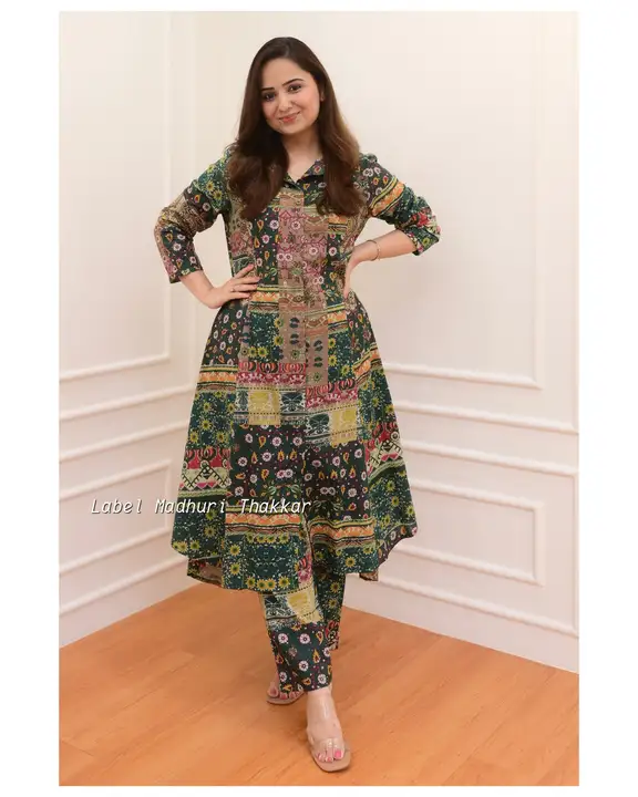 Green flawers kurti set uploaded by business on 10/11/2023