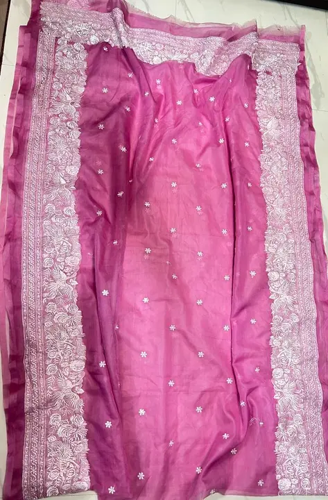 Organza saree with embroidery worked  uploaded by business on 10/11/2023