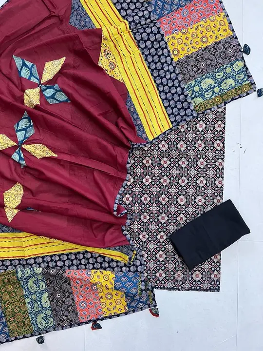 COTTON.3.PIS SET

TOP AJRAKH PRINT..2.5 mitar

DUPPATA…AJRAKH WITH APLIQUE PATCH MIRROR WORK….
DUPPA uploaded by business on 10/11/2023