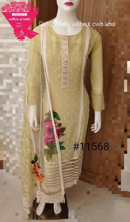 Post image 2999 freeship

Imported bengali linen semi stitched 
Patch work
Front emrbdoied with lace work
Bust 47 aprx
Length 47 aprx

Bottom imported soft cotton 3maprx

Dupata  pakistani style soft net lace work...