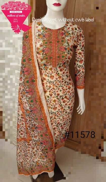 Post image 1325 FREESHIP... PURE MUSLIN SILK SEMI STITCHED.. BEAUTIFUL PRINTING.. SELF SEQUENCE WORK.. BUST 48 APRX.. LENGTH 44APRX,.... BOTTOM COTTON 3MAPRX.. DUPATA MUSLIN SILK PRINT WITH SIDES GOTTA LACE TRIANGLE.... BOOK FAST